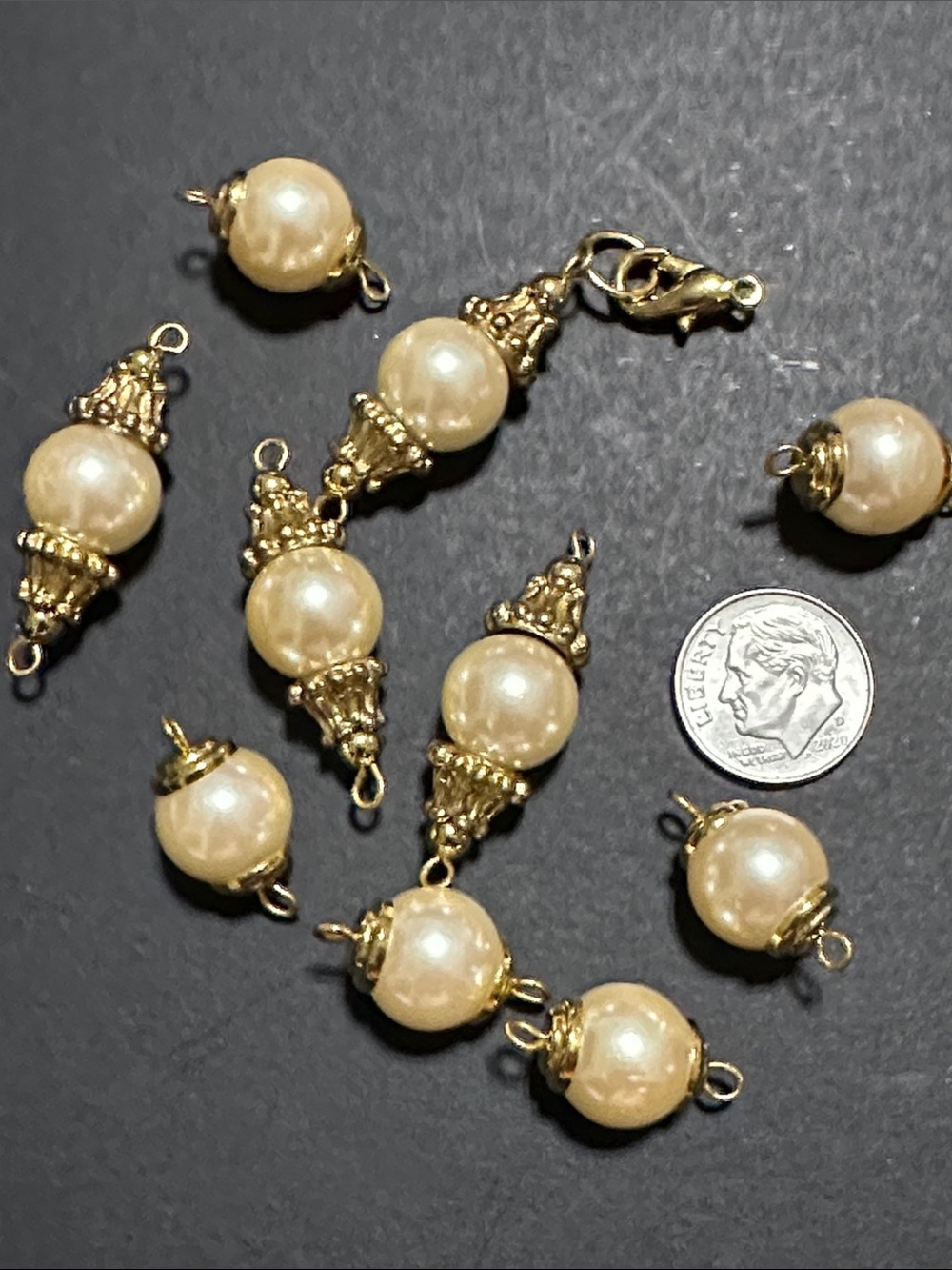 1.  Gold Tone Hardware & 11.7mm Faux Pearls Lobster Claw Clasp For Crafting